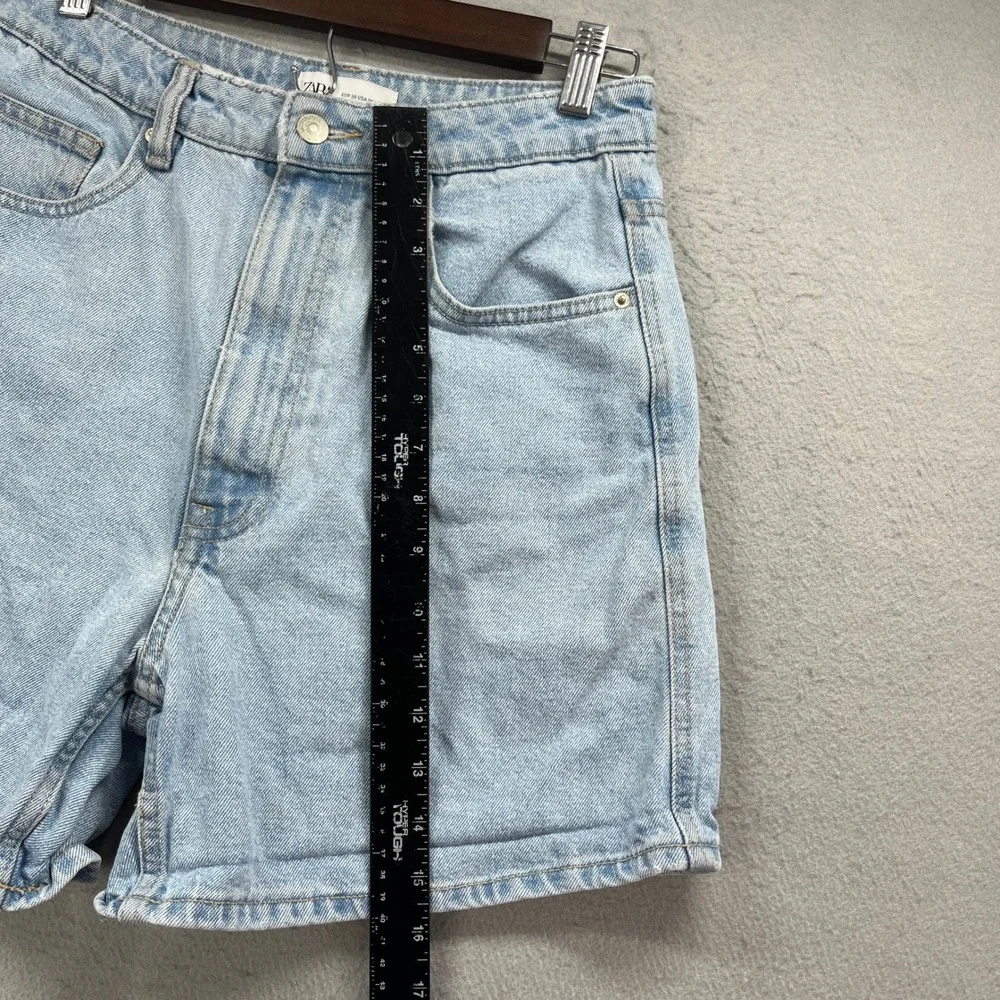 Zara Denim Shorts Womens 6 Light Wash High Waisted Mom Relaxed Summer Blue